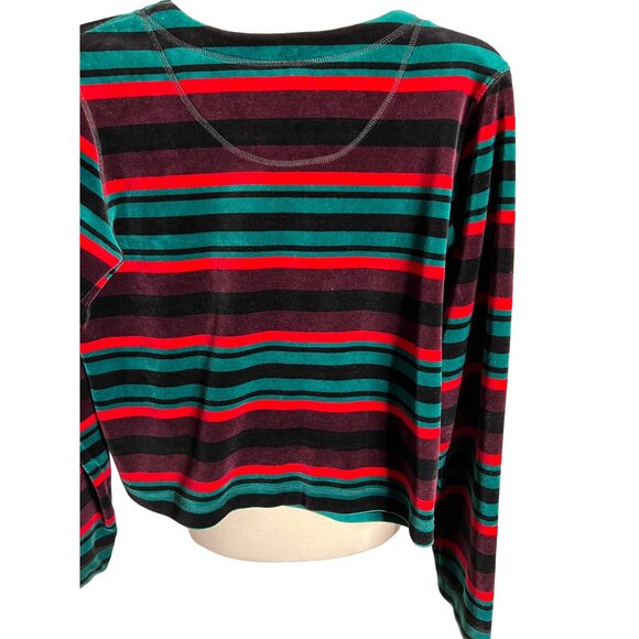 Carol Little Sports Size S Small Striped Cropped Sweater Y2K Comfortable - Picture 8 of 11